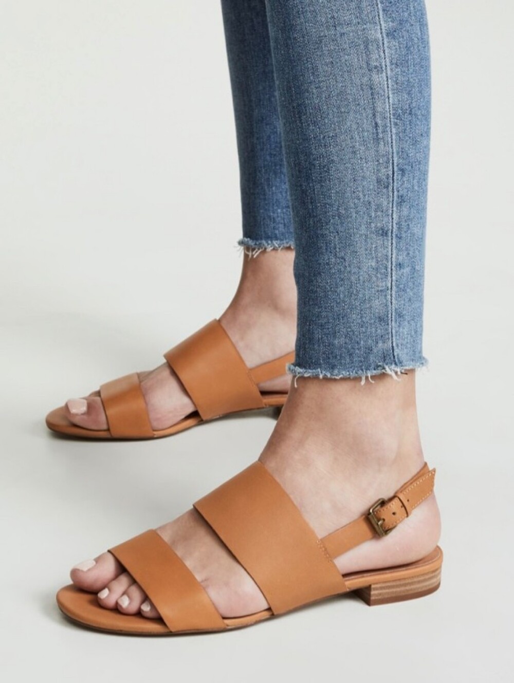 Madewell Elena Slingback Sandals Shoes Desert Camel Beige Leather Flats Size 8